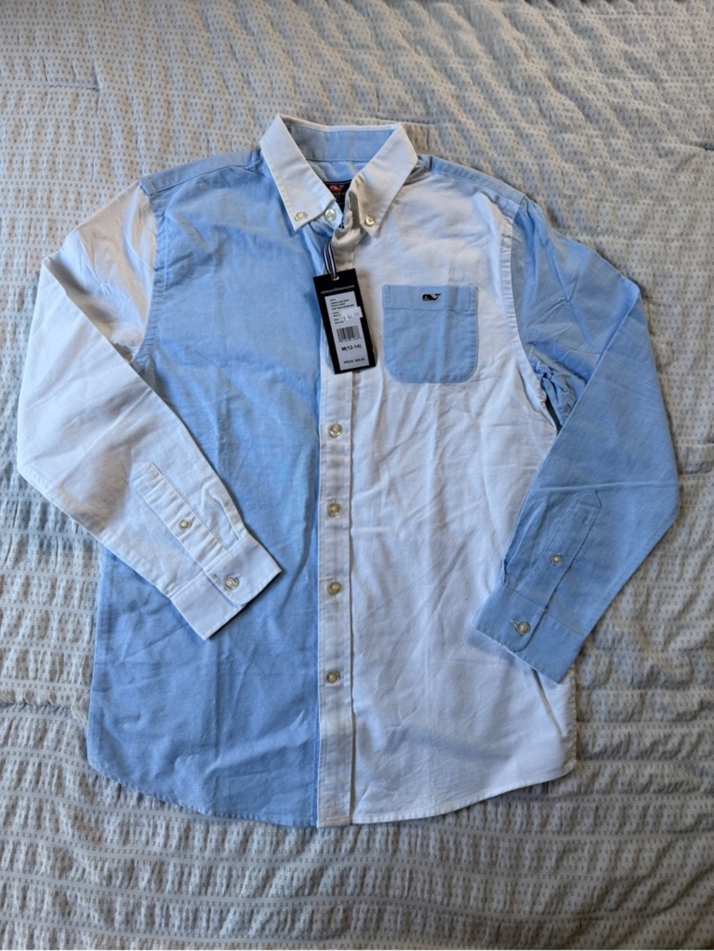 Vineyard Vines Boys White and Light Blue Button-Down Shirts - Picture 2 of 7